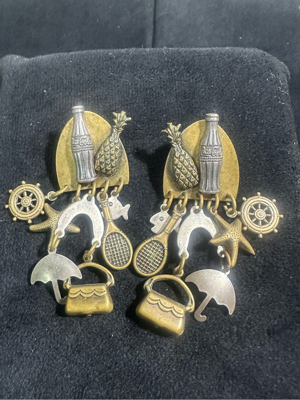 Vtg: 1995 Susan L Richardson Coca-Cola Dangle Statement Earrings